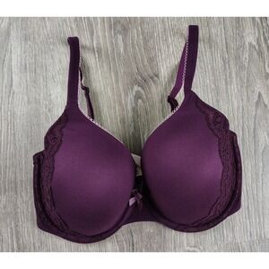 Victoria's Secret Lined Perfect Coverage‎ 32DDD Bra Purple Lace Bow Wired